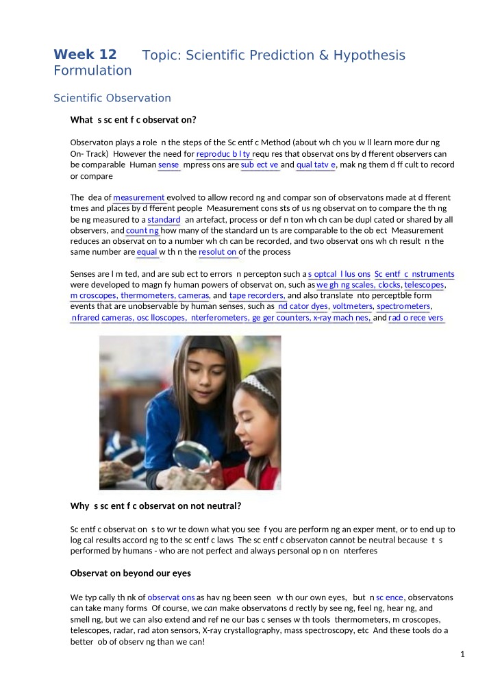 The Scientific Method - Role of Scientific Observation