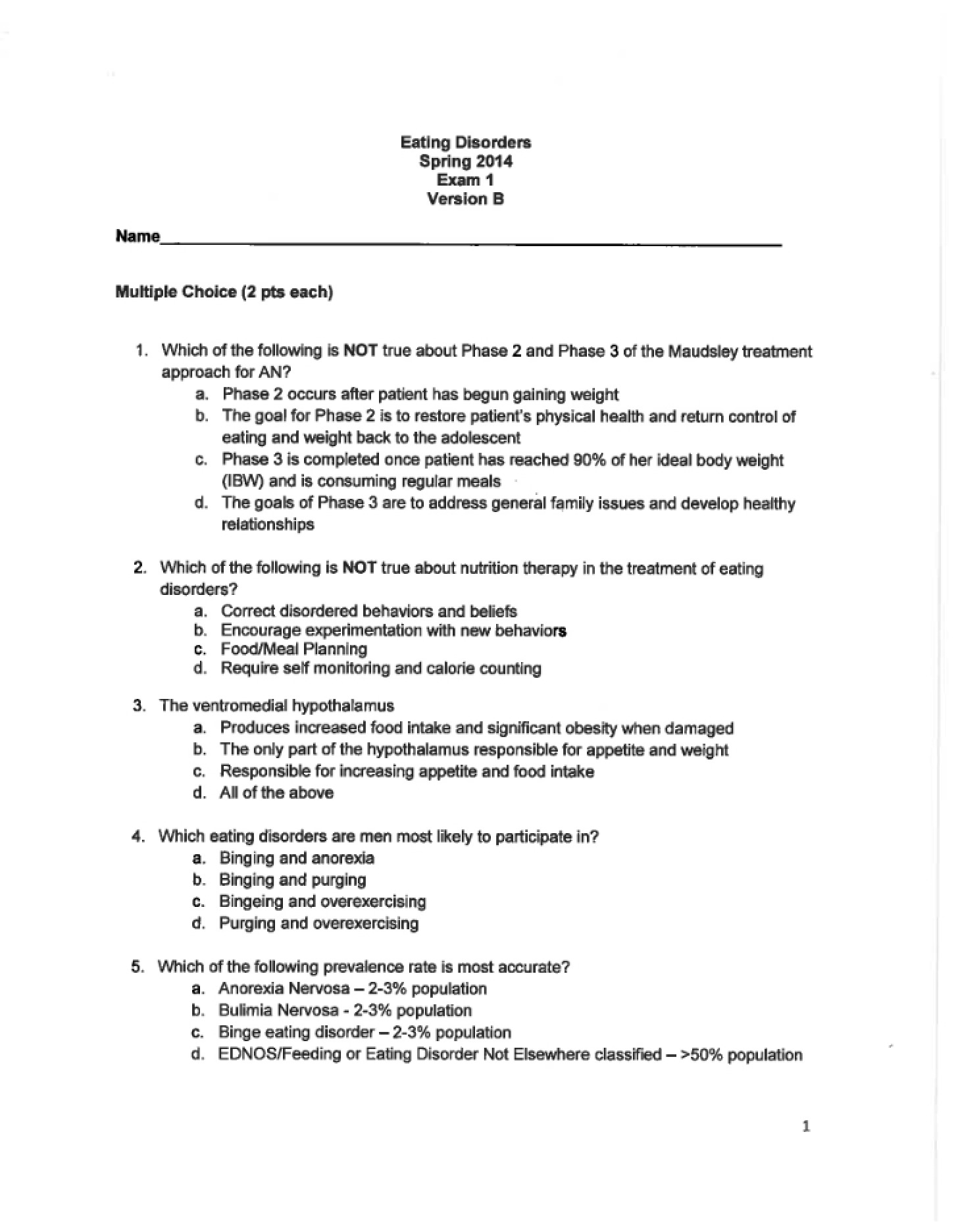 First Major Assessment