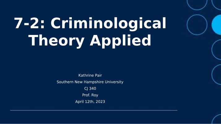 Applied Criminological Theory