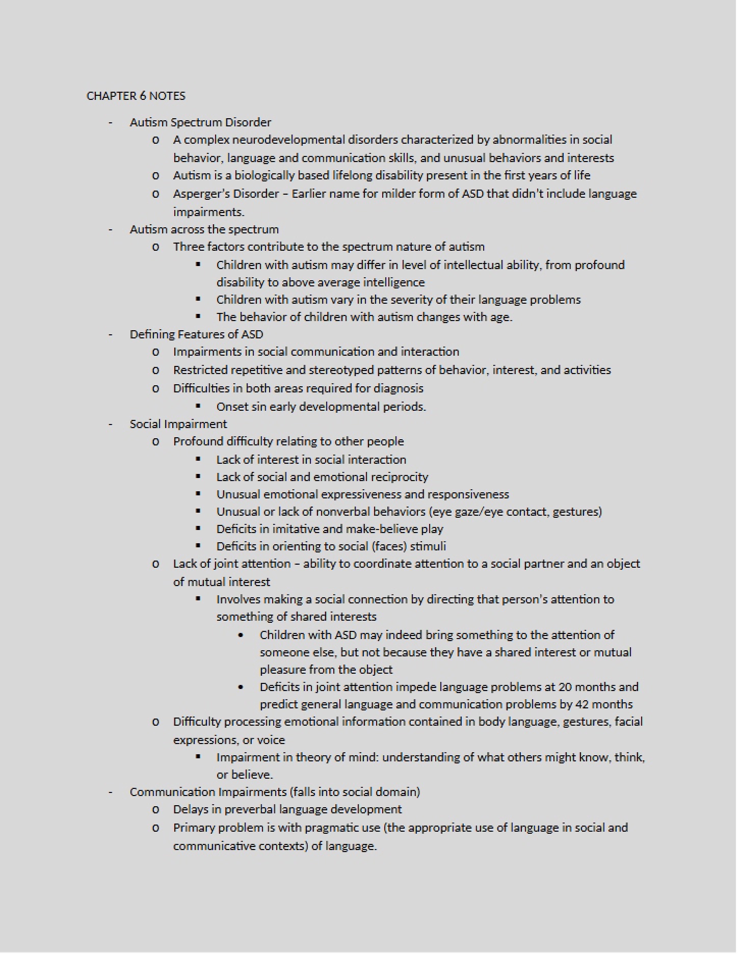 Disorder of the Autism Spectrum