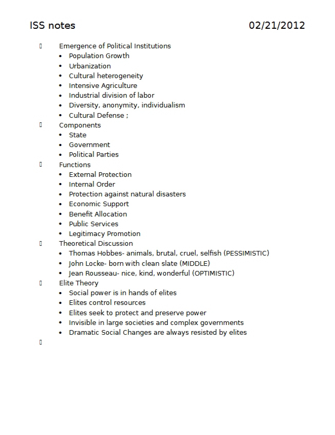 Notes on Social Differentiation