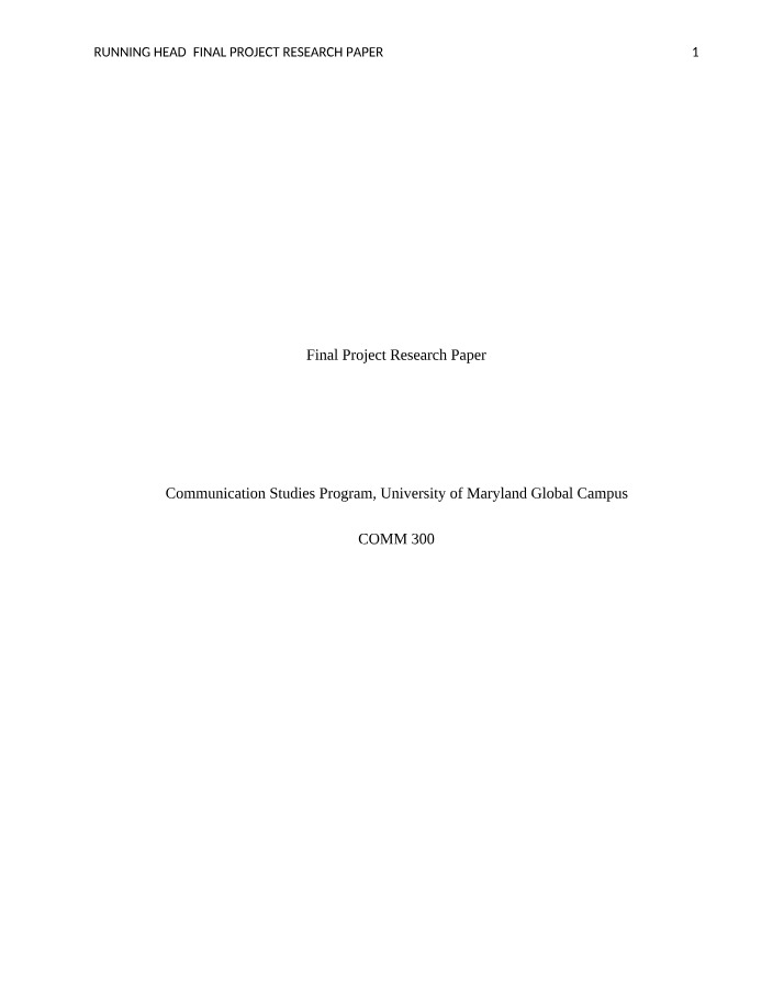 Research Project for COMM 300 Final