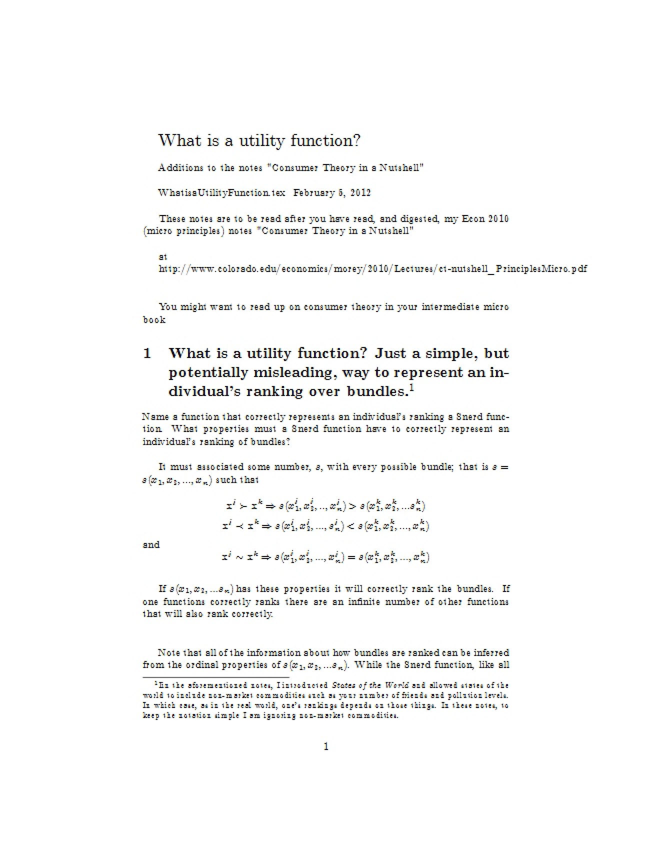 What Constitutes a Utility Function