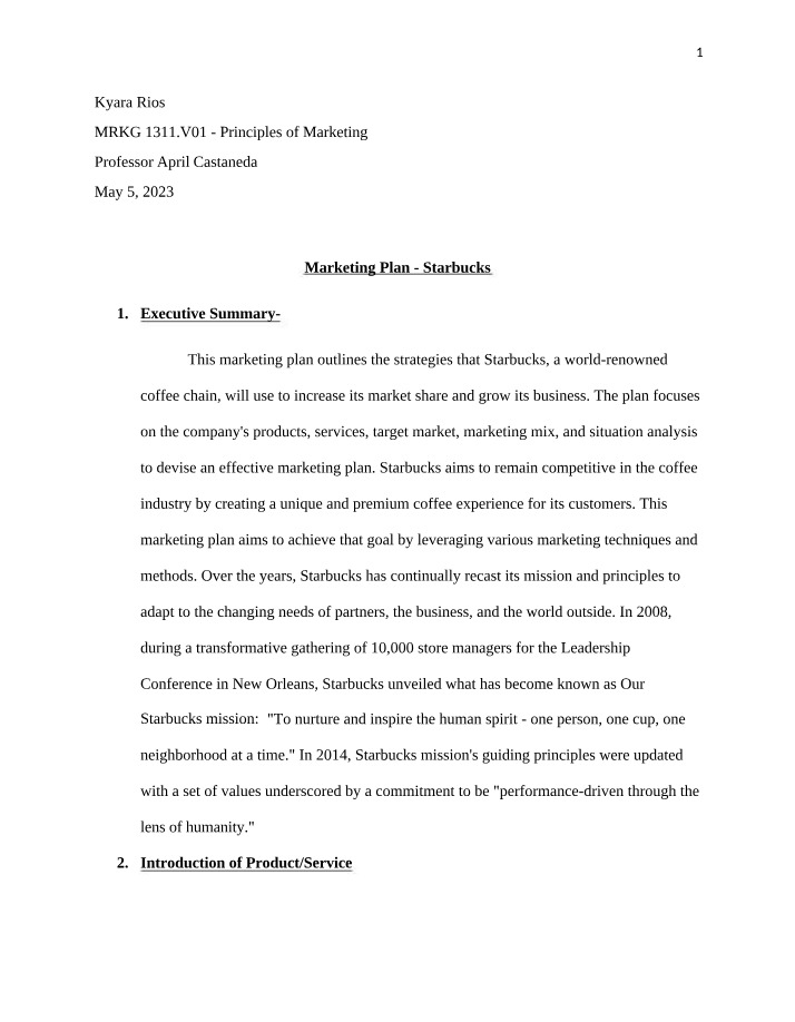 Starbucks Marketing Plan - Strategies to Increase Market