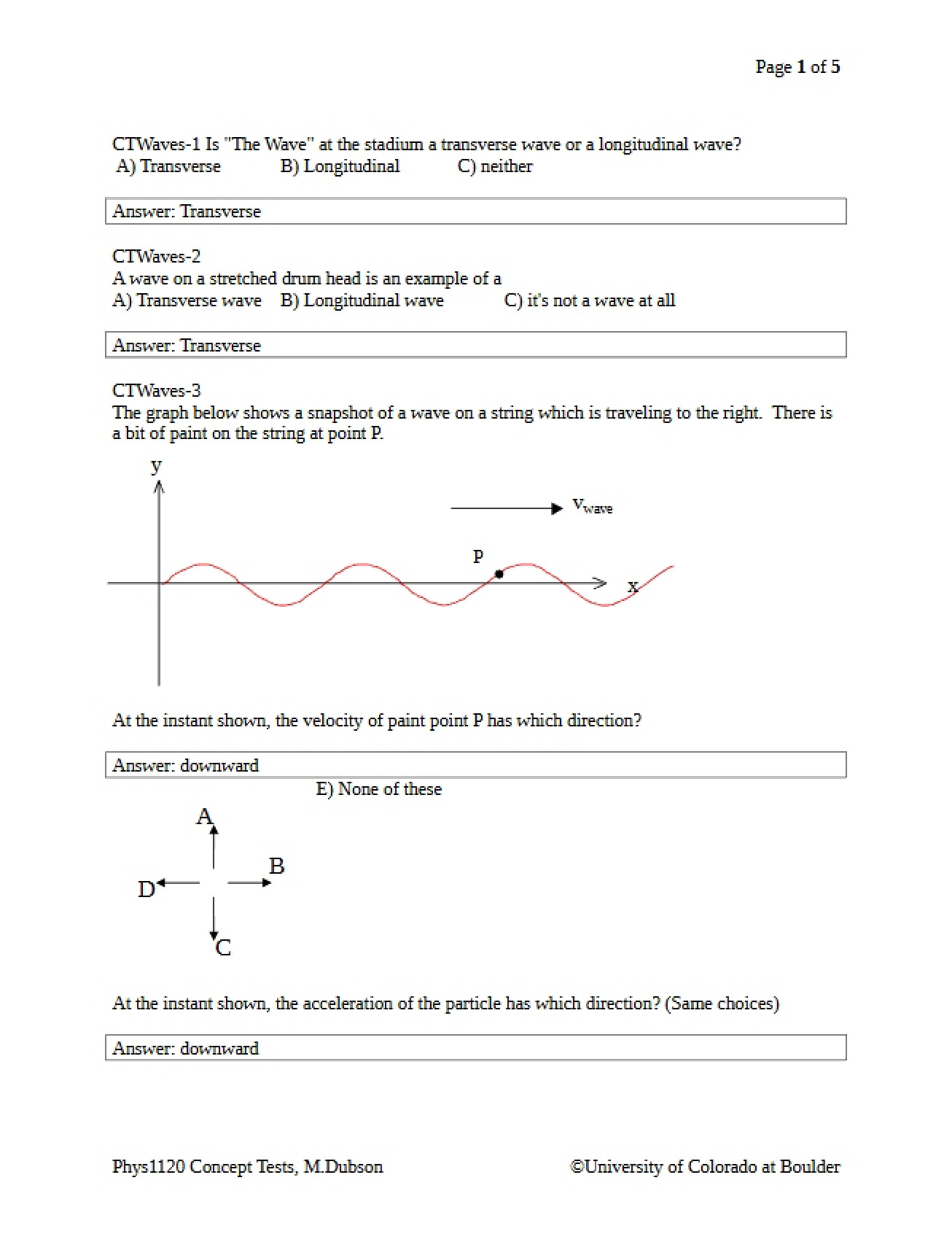 Answers to Waves Questions