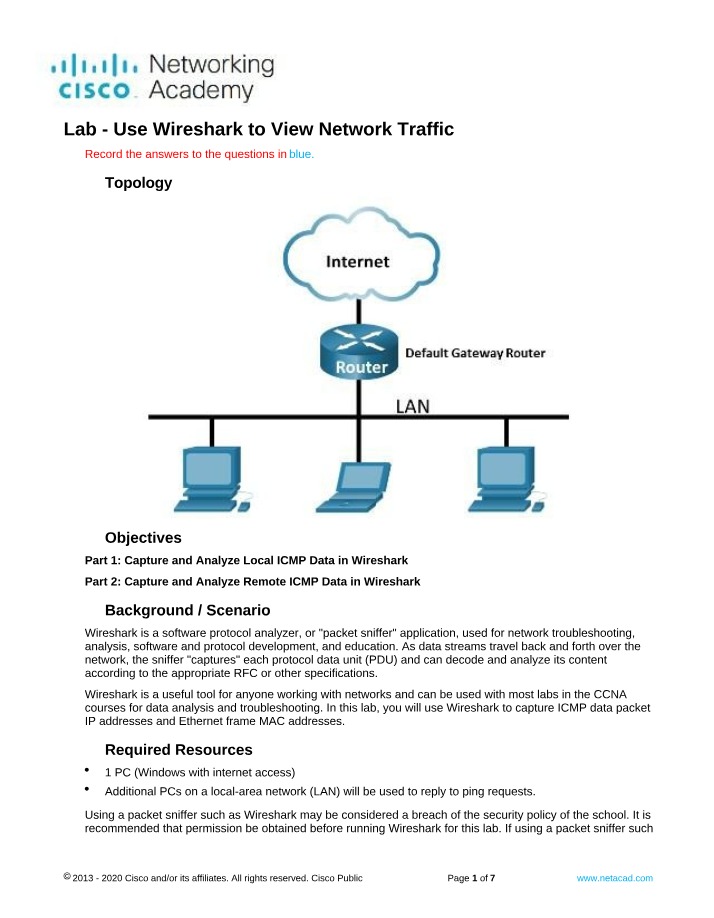 Viewing Network Traffic with Wireshark Lab