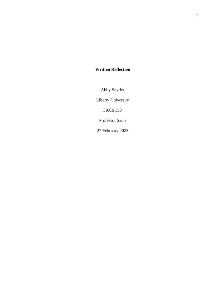 Written Reflection Number 5