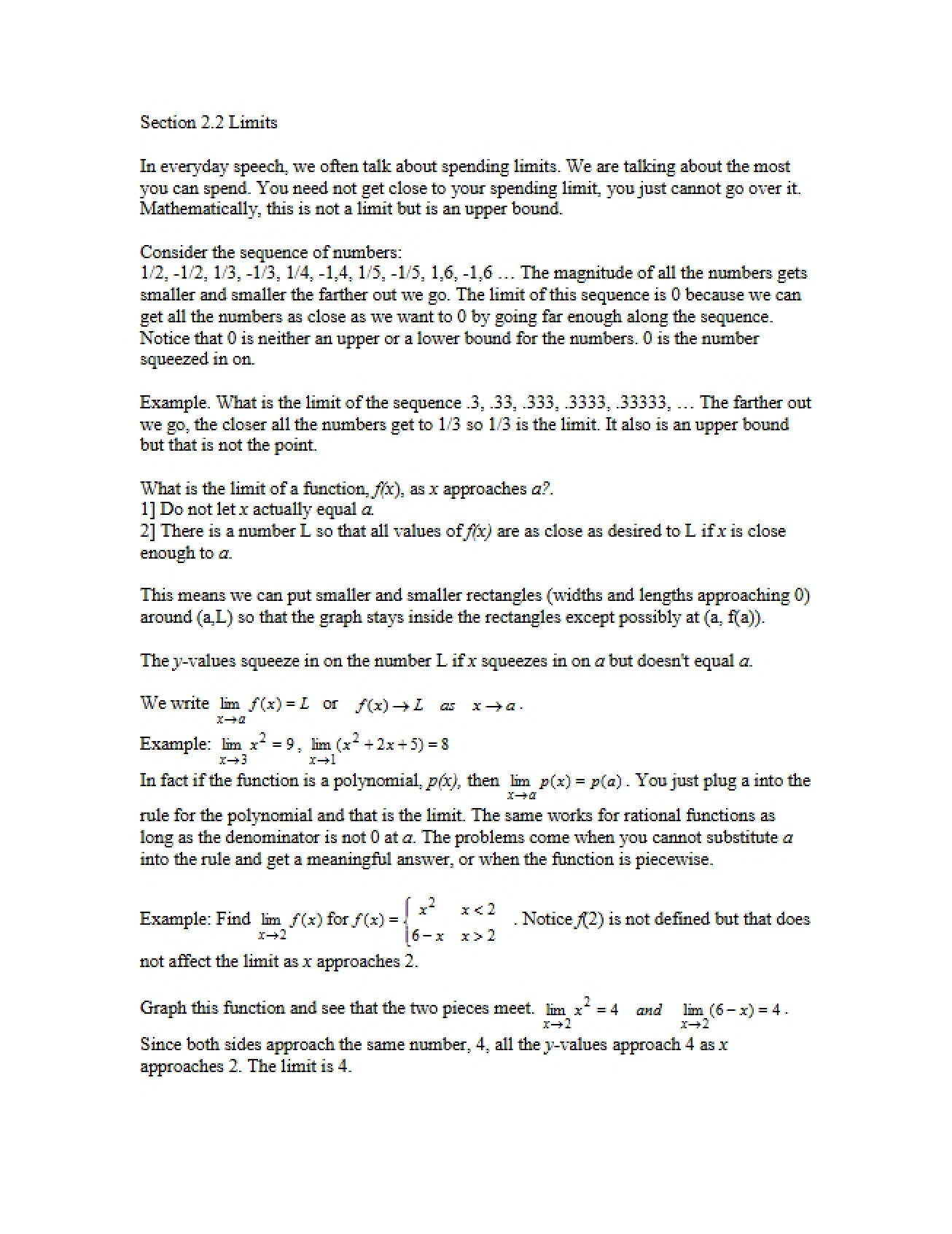 Limit Concepts