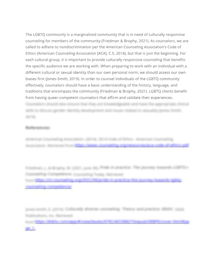 Culturally Responsive Counseling for LGBTQ+ Communities