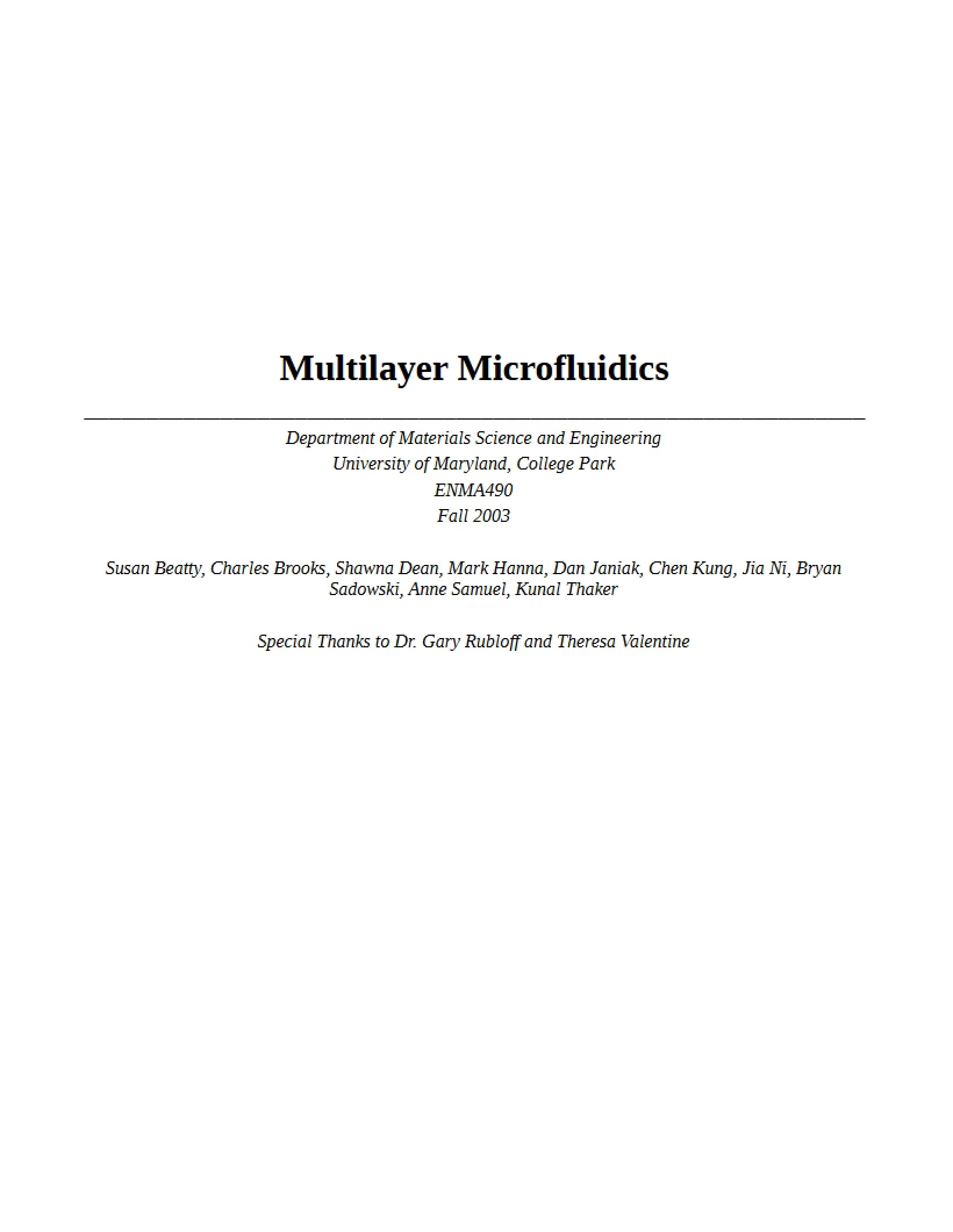 Microfluidics with Multiple Layers