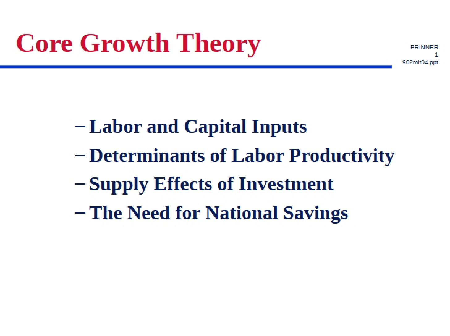Theory of Core Growth