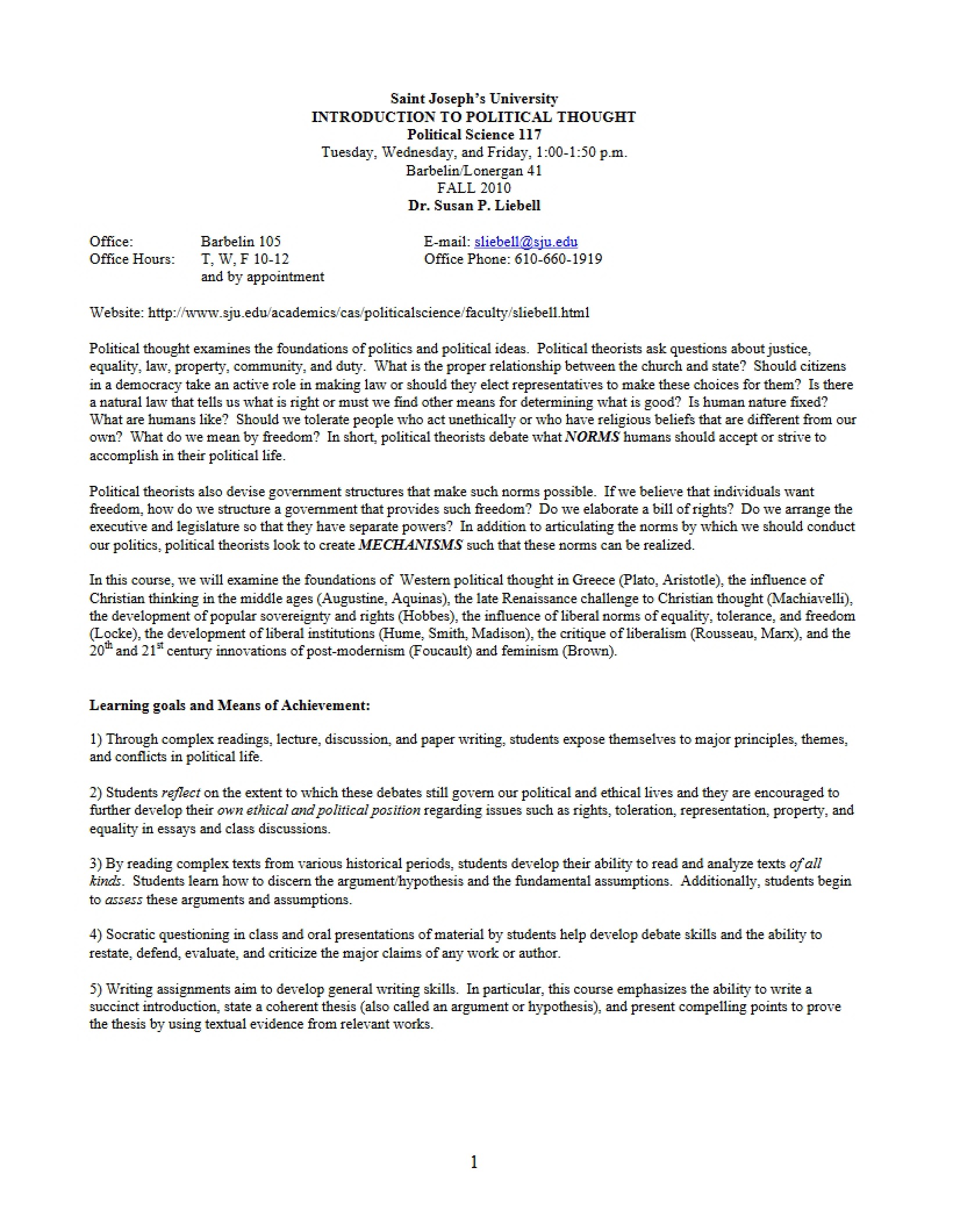 Syllabus for Comparative Politics