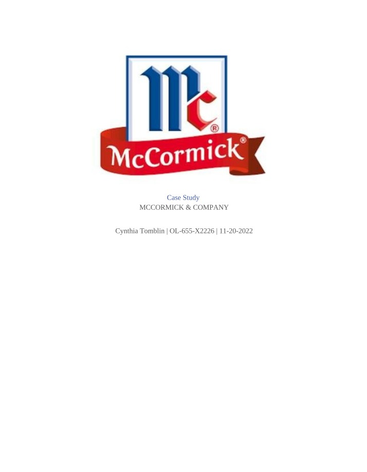 Training and Development Initiatives at McCormick & Company