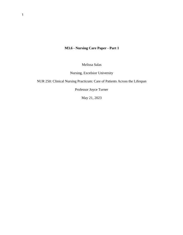 Nursing Care Paper - Co-Morbidities and Diabetes Complications