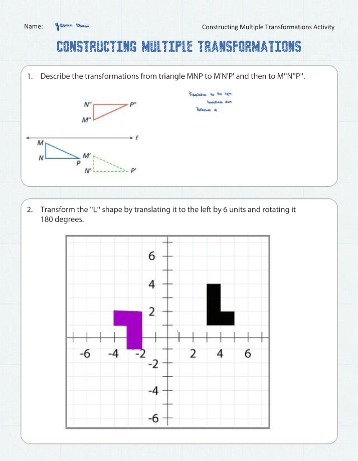 Activity on Transformations and Symmetry