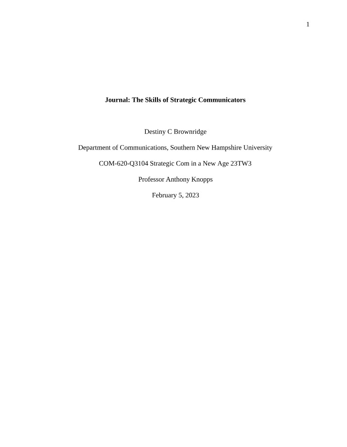 Strategic Communicator Skills