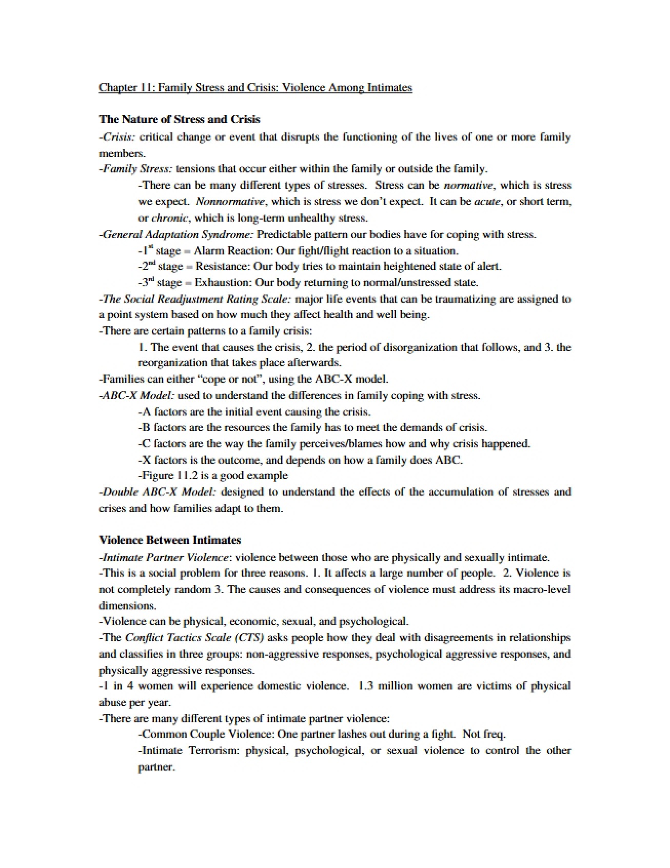 Chapter Eleven Linking Family Crisis to Violence Among Intimates
