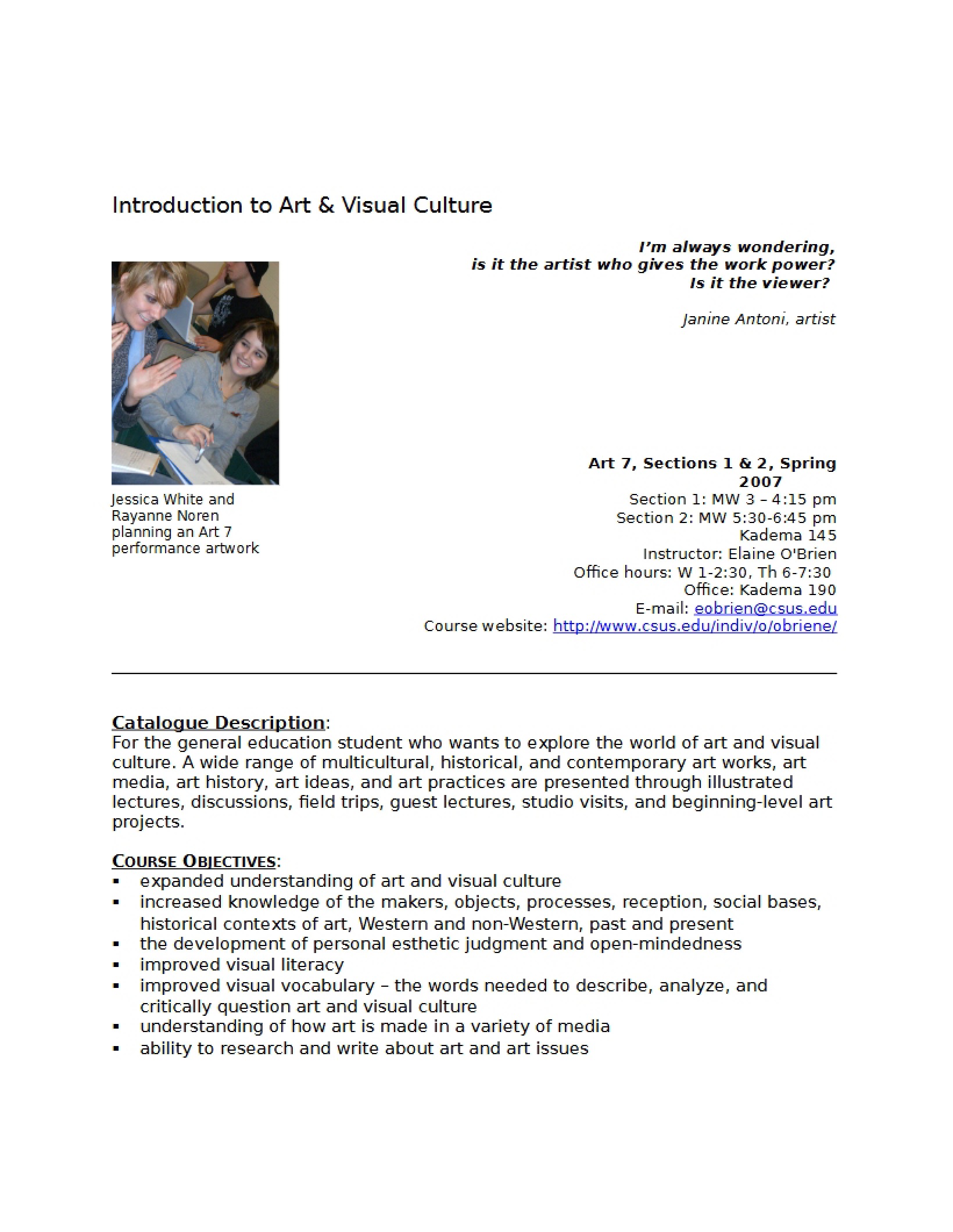 Intro to Visual Culture Syllabus