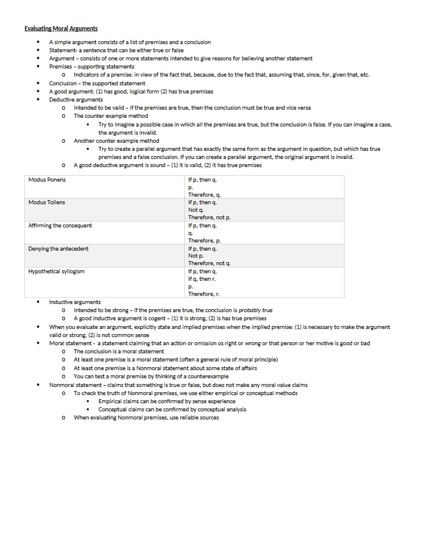 Moral Argument Evaluation