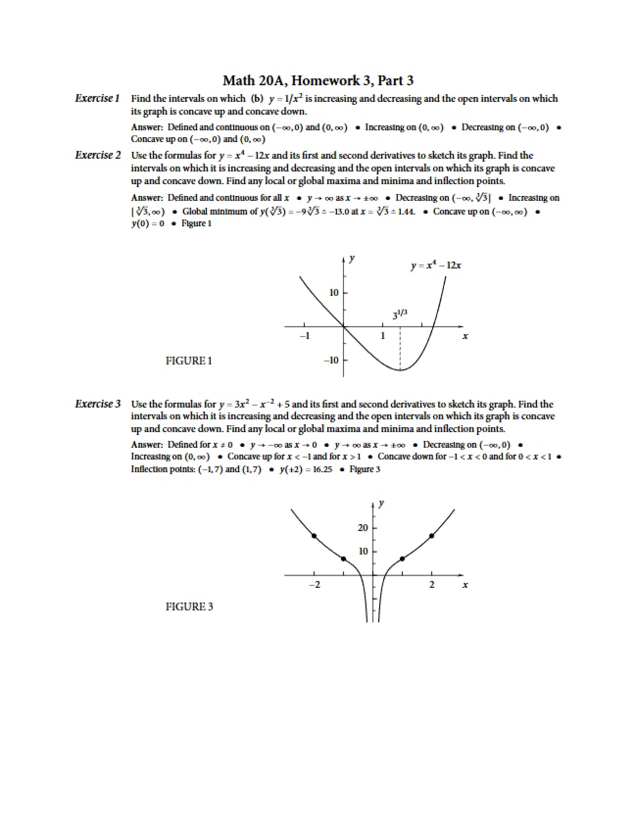 Third Homework Assignment for Calculus I