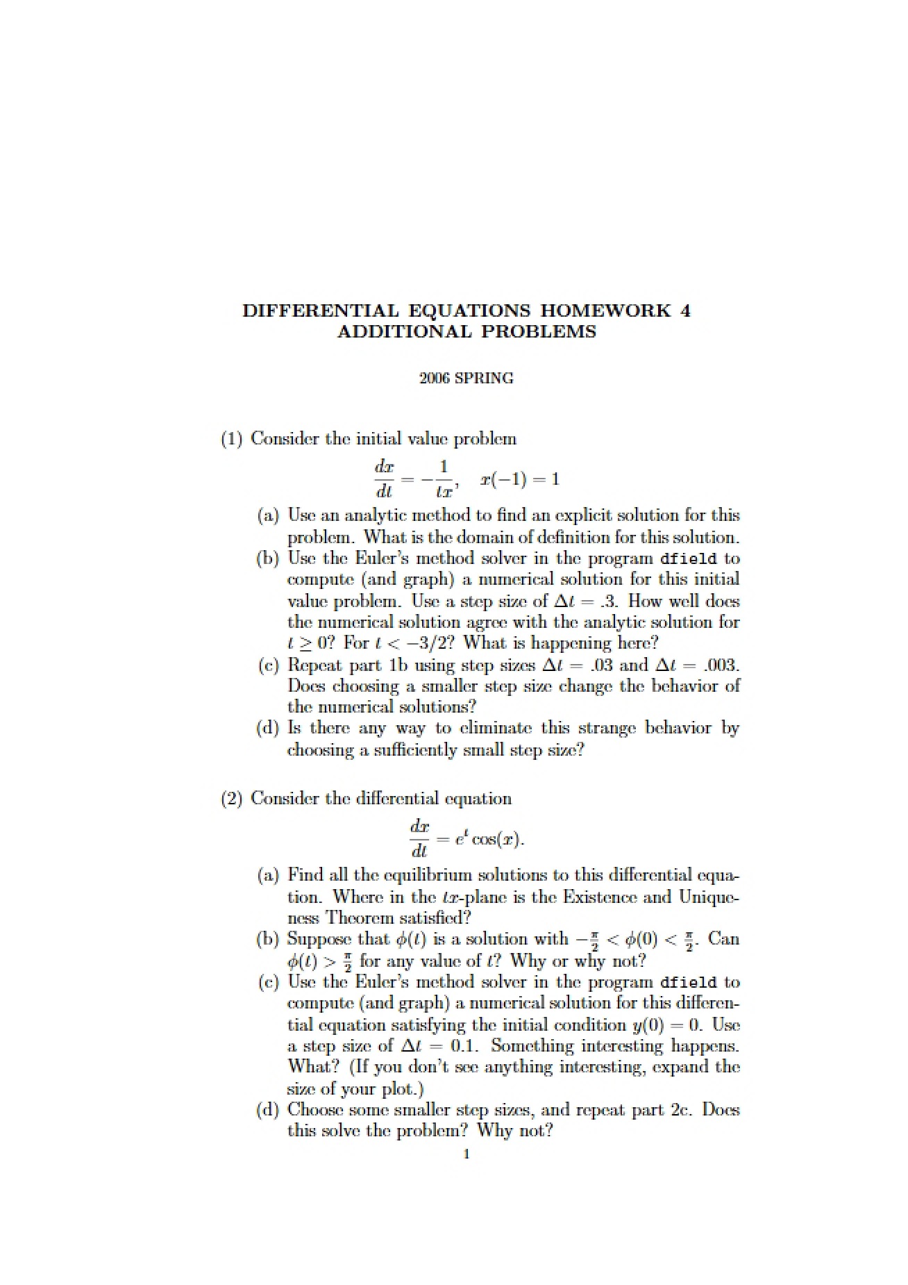 Differential Equations Assignment