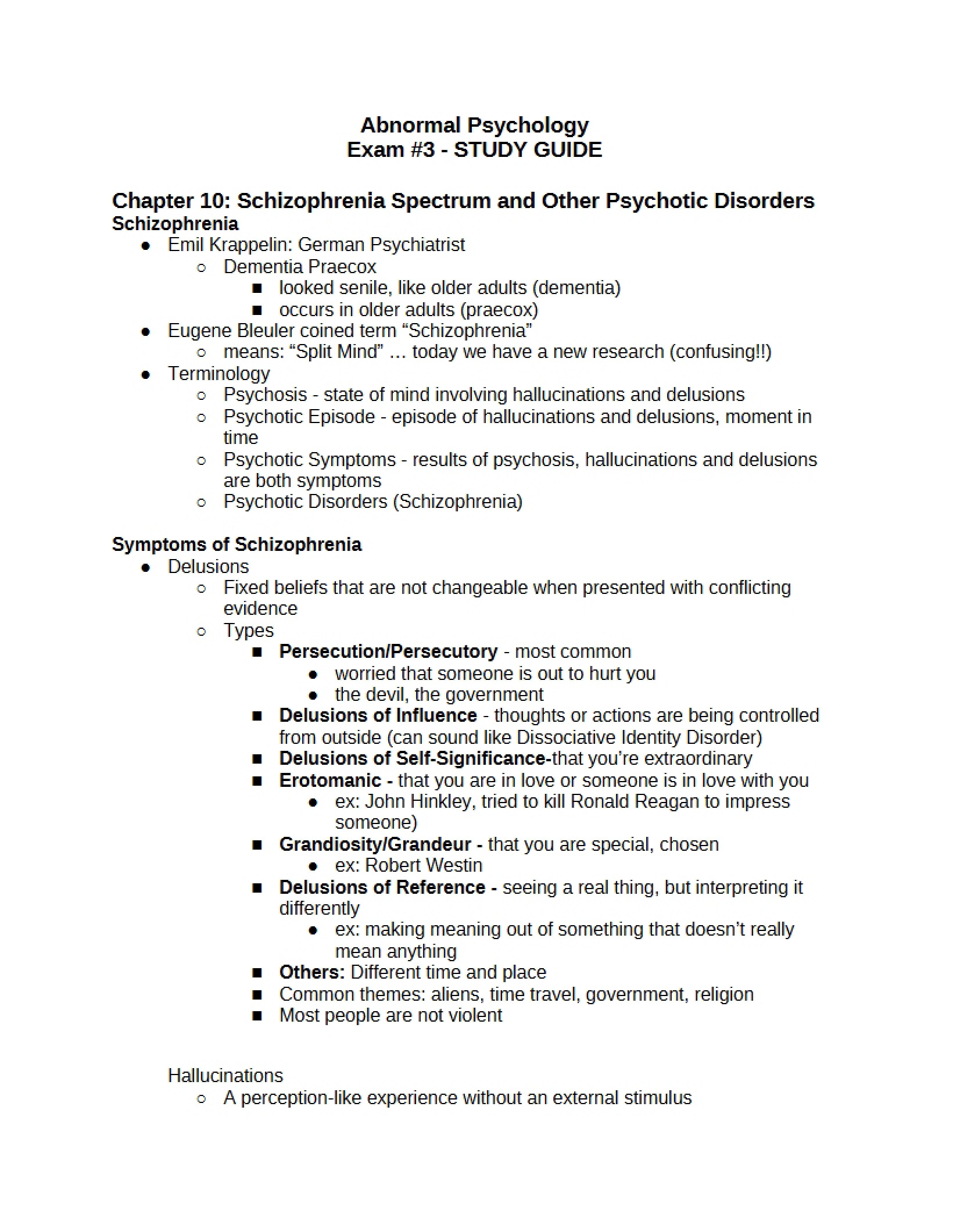 Study Guide for Third Exam