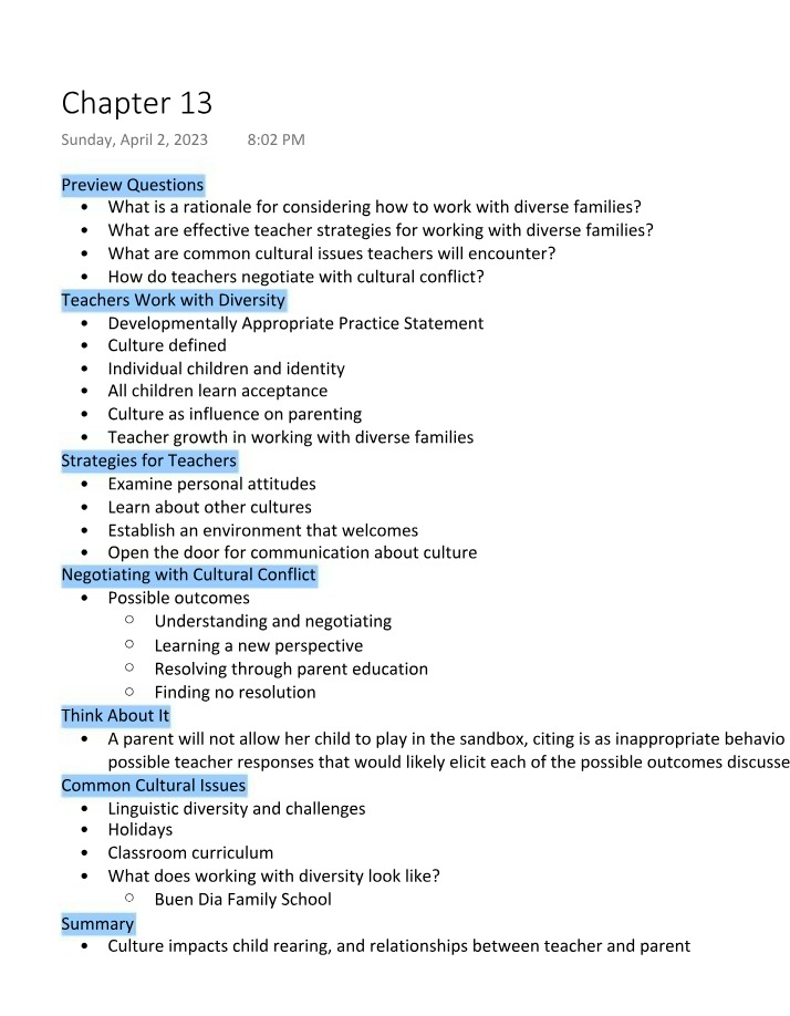 Working with Diverse Families - Teacher Strategies
