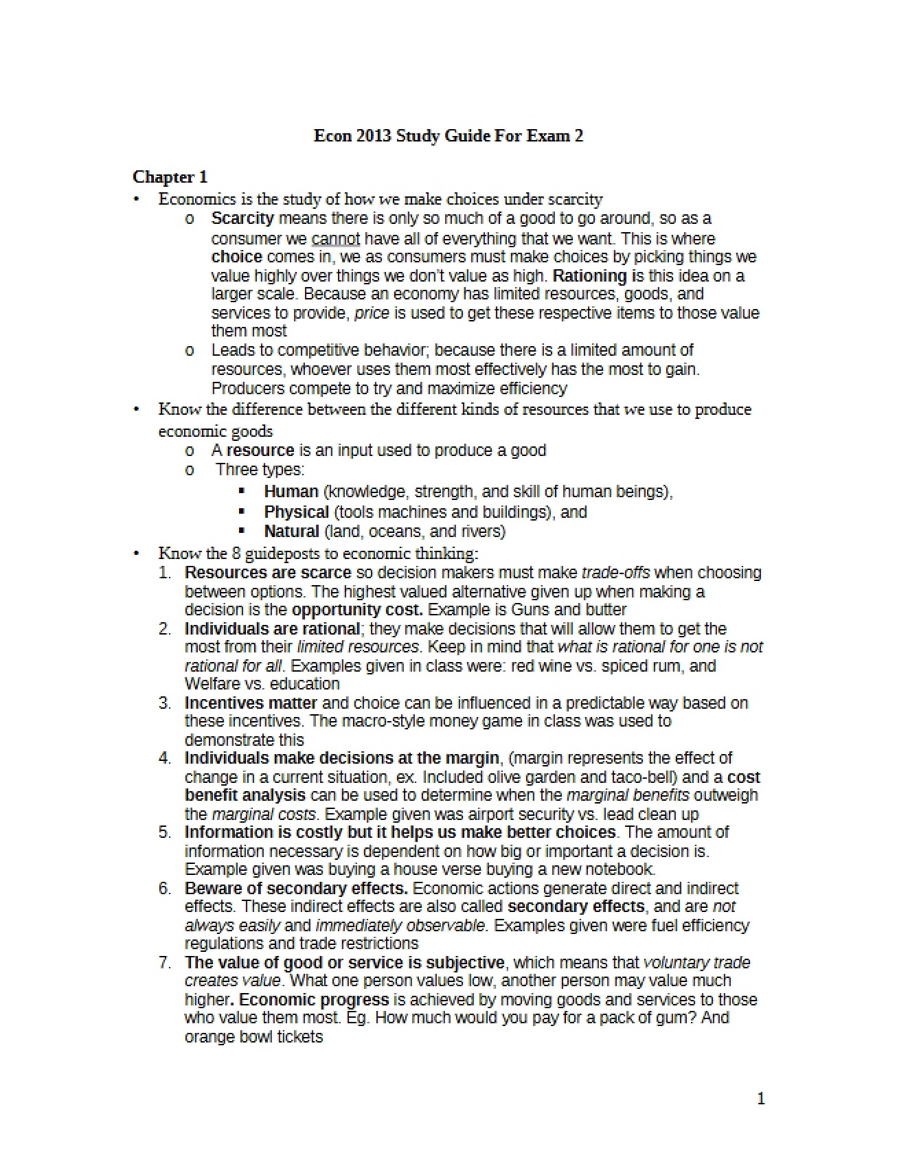 Study Guide for the Second Exam - ECO 2013