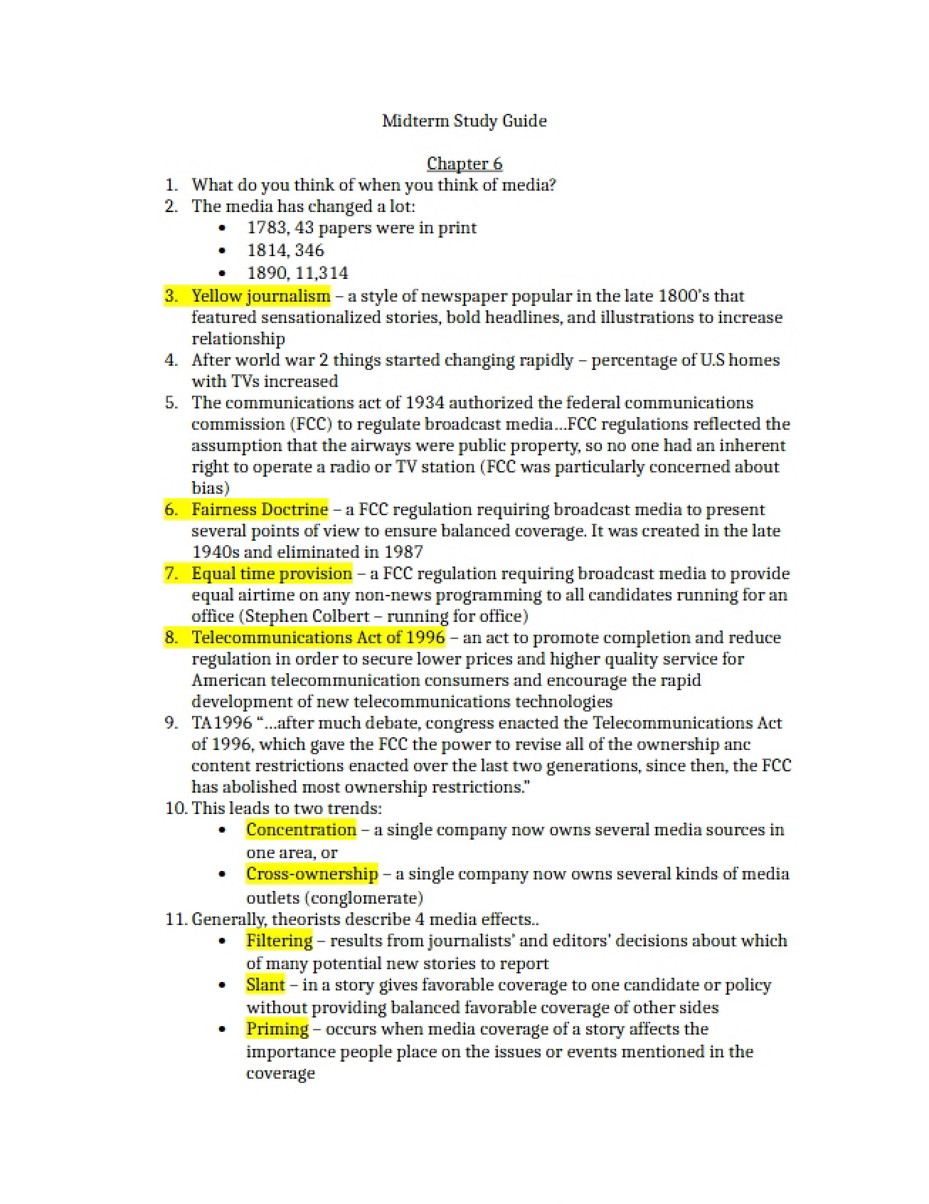 Guide for Midterm Preparation