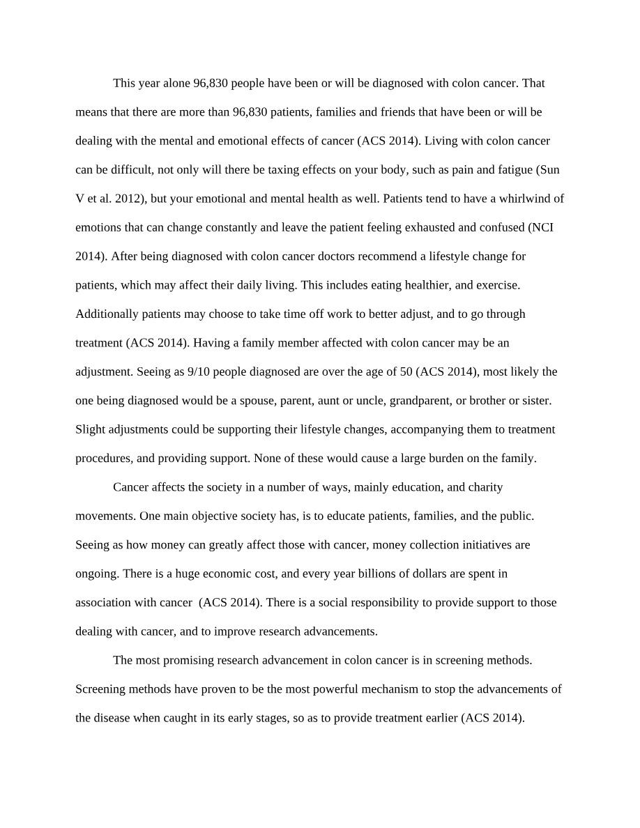 Notes on Colon Cancer Diagnosis and Support Systems