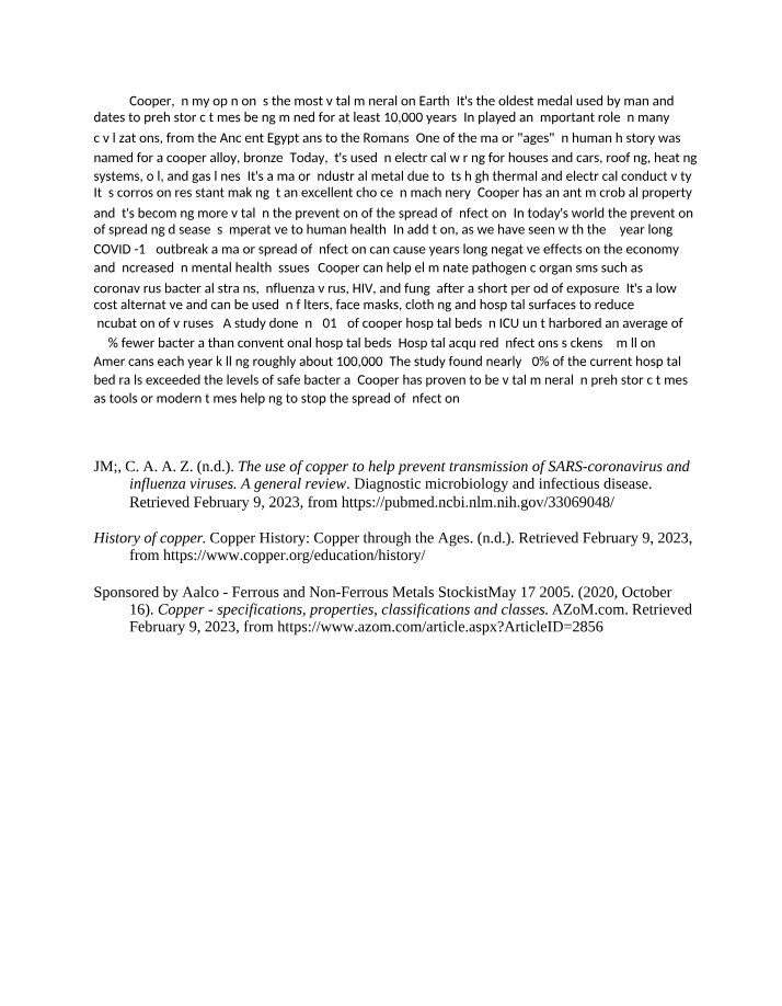 Copper's Role in Preventing Infection and Disease Spread