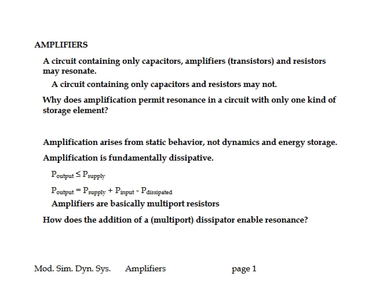 AMPLIFIERS Concepts