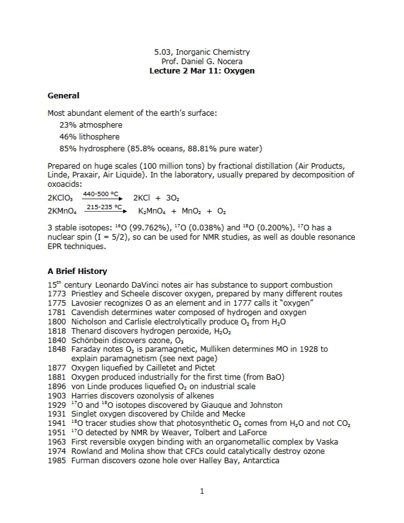 Notes on Chemistry