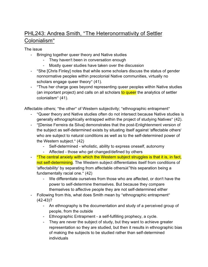 Week 11 - The Heteronormativity of Settler Colonialism by Andrea Smith