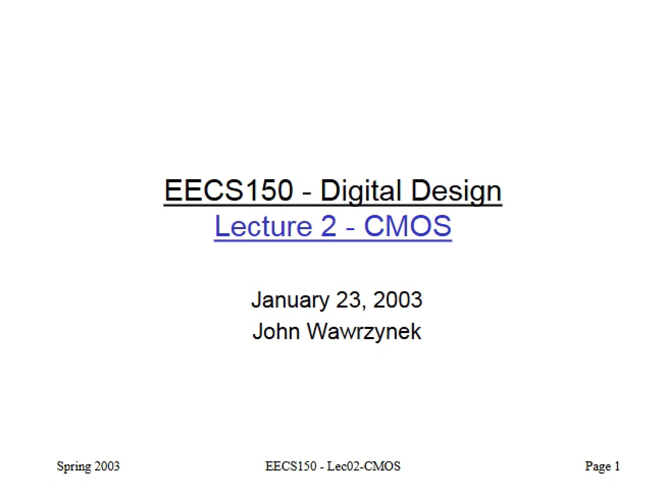 CMOS Logic Basics