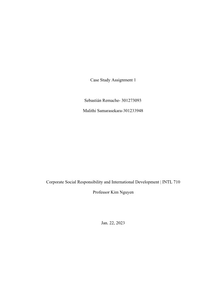 Assignment 1 - Case Study