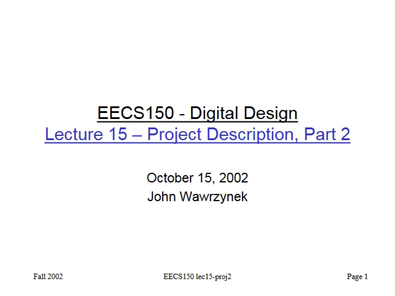 Project Description Part II