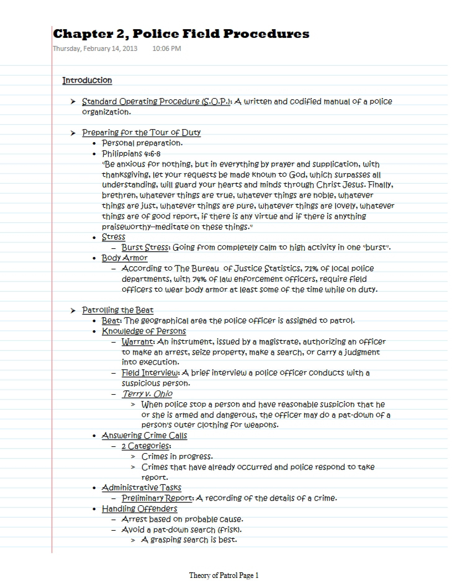 Field Procedures for Police Chapter 2
