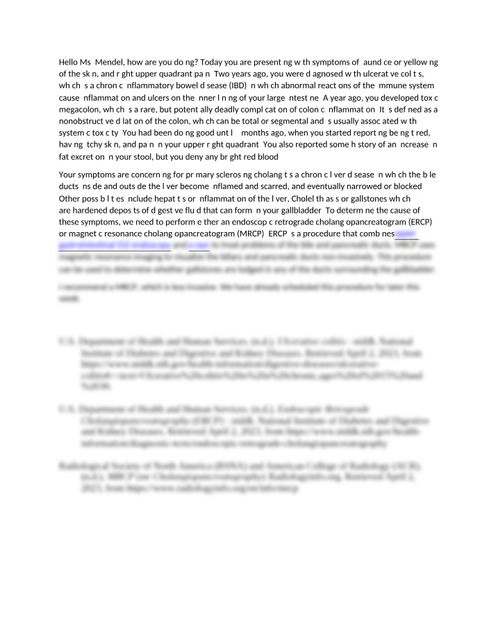 Suspected Primary Sclerosing Cholangitis