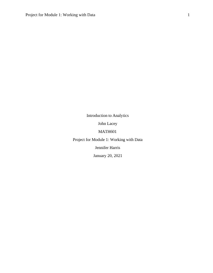 Module 1 Project - Working with Data