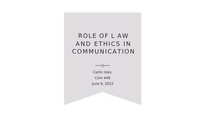 Communication Law - Final Exam