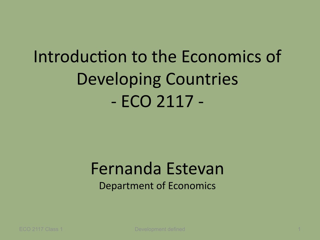 ECO2117 Economics of Developing Countries Course Material Set B