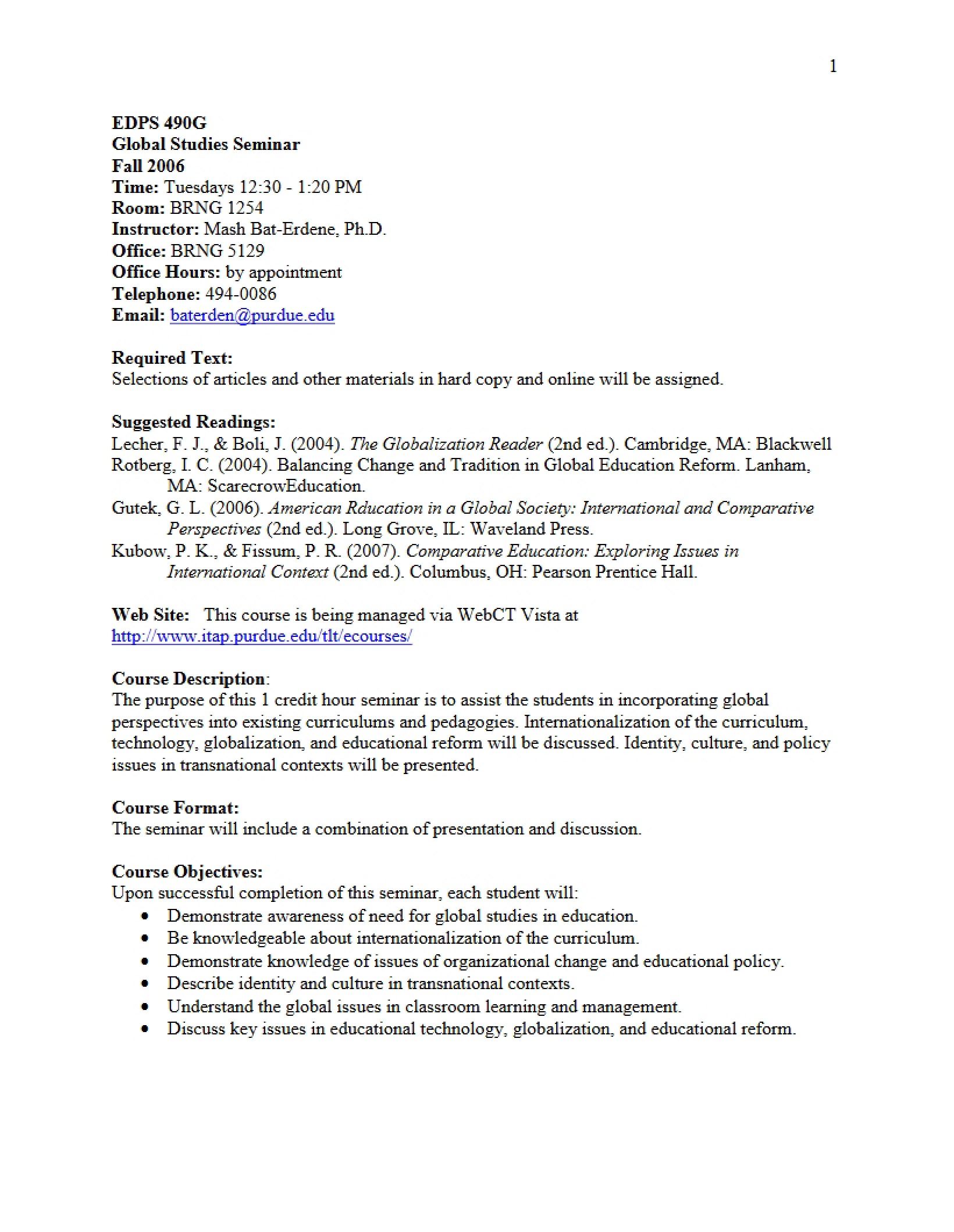 Syllabus - 4 Pages