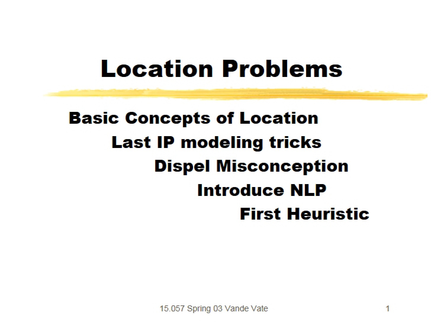 Problems of Location