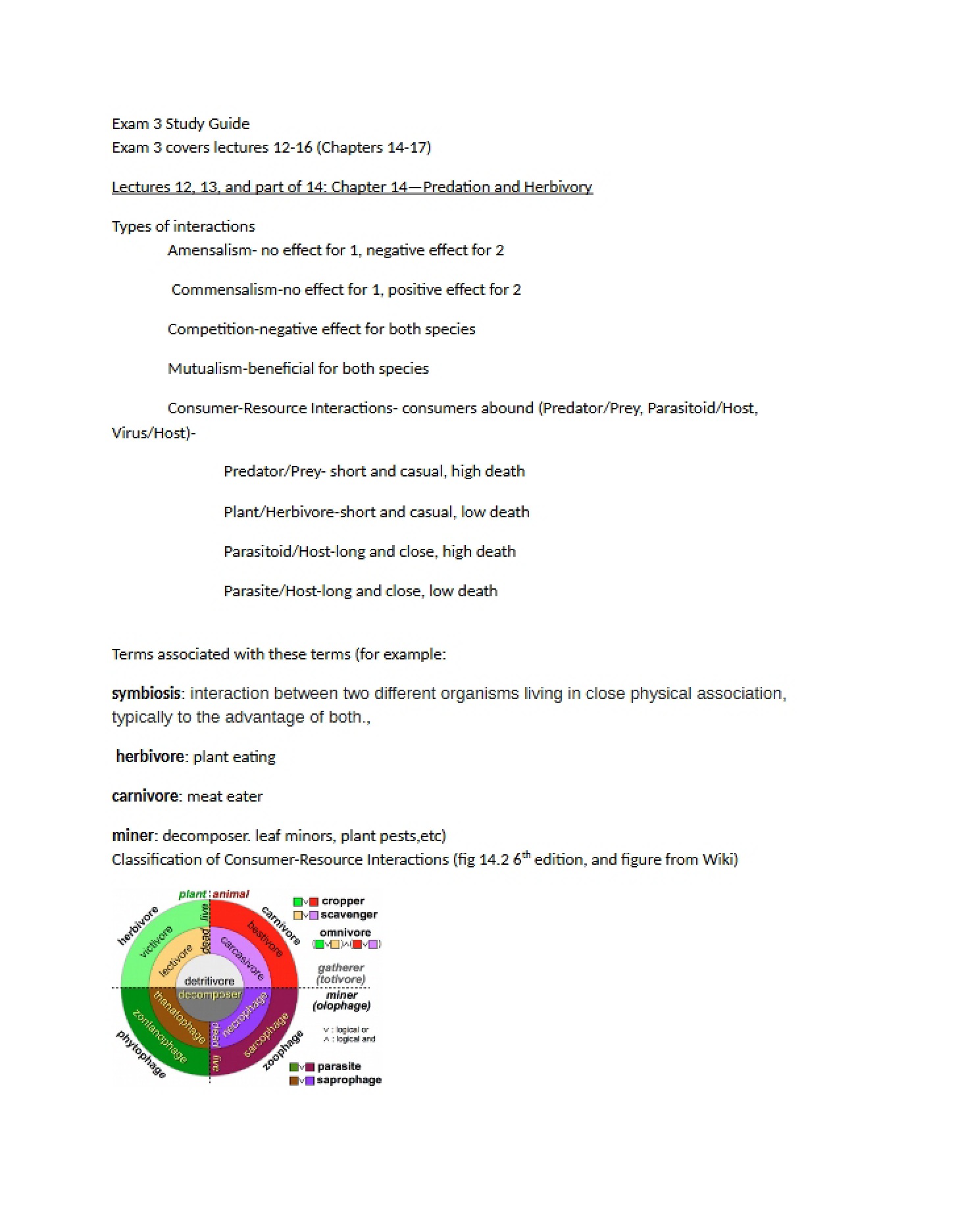 Study Guide for Exam Three