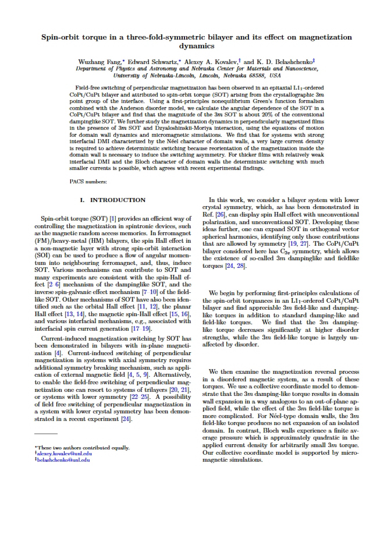 Three-fold Symmetric Bilayer Spin-orbit Torque