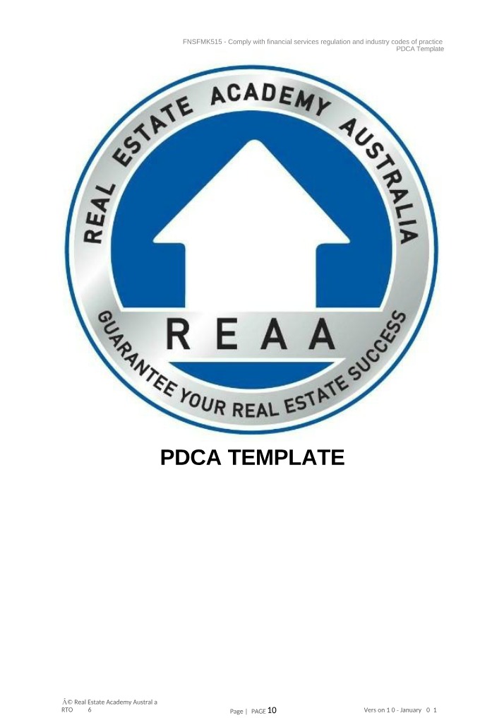 FNSFMK515 PDCA Template Full
