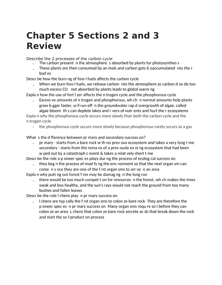 Chapter 5 Review - Sections 2 and 3