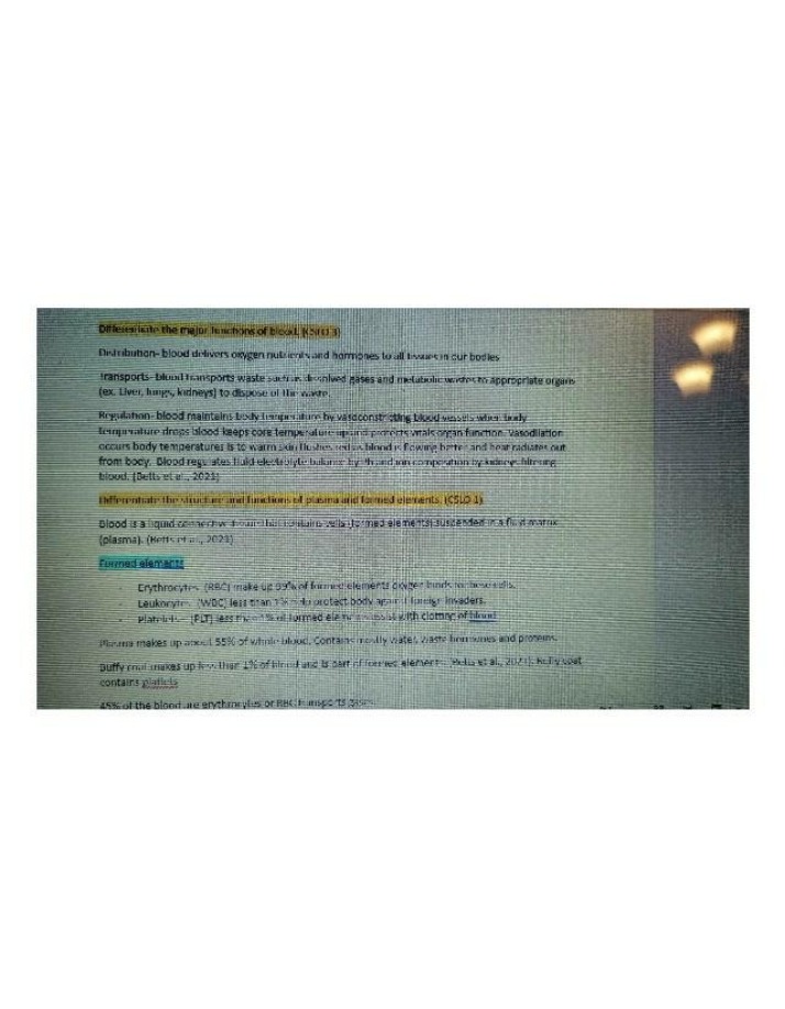 Notes on Blood - Functions and Components