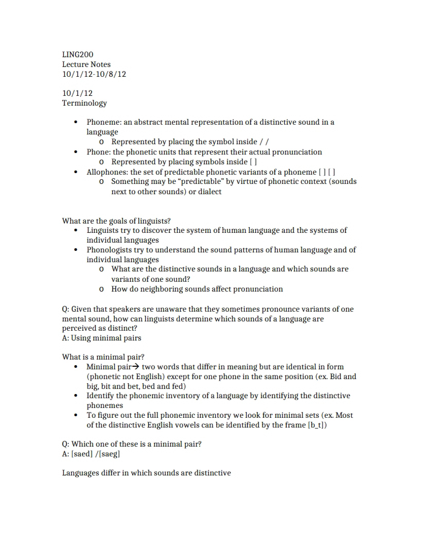 Linguistics Terminology
